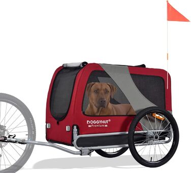 DOGGYHUT® Преміум XL Причіп для собак до 45 кг - велосипедний причіп для собак, великих собак, червоний (80103)