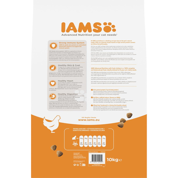 Сухий корм для котів IAMS з куркою для дорослих від 1 до 6 років, 10 кг