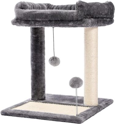 Дряпальня для котів PETEPELA з лежаком, сіра, 49 см