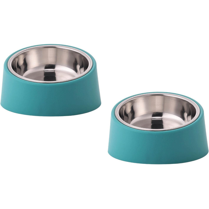 Миска для собак та котів Fuwok з нахилом 15°, знімна, протиковзна, легка для доступу, 2 шт (S, зелена)