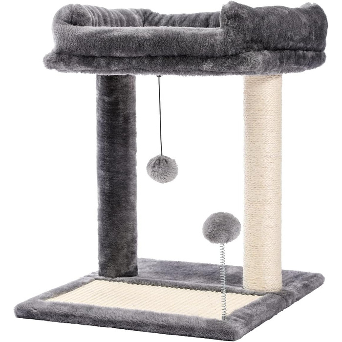 Дряпальня для котів PETEPELA з лежаком, сіра, 49 см