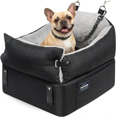 Автокрісло для собак EASTBLUE Medium, чорний/сірий, для собак до 15.9 кг, з пам'яті піною, безпечним ременем та 2 подушками