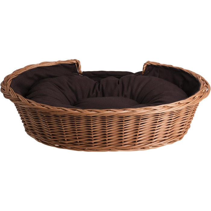 Плетенний корзинка для собак та котів з подушкою, 75x75 см, натуральне плетіння