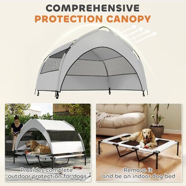 PawHut лежанка для собак 122x92x94 см, з піднятою спинкою, знімний чохол, велика, сталева, сіра та чорна