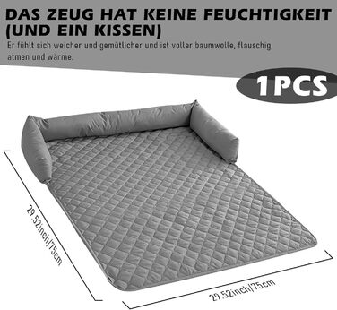 М'яке ліжко для собак, 75x75 см, з антиковзним покриттям та бортиками. Підходить для собак, як диванний чохол. Можна прати в пральній машині.