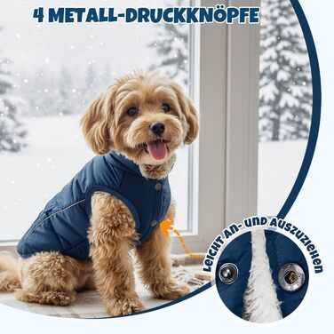 Зимовий одяг для собак LowTon Hund: тепла куртка з флісовою підкладкою, світловідбиваючими смугами та кишенями, водовідштовхуюча, для маленьких та середніх собак (темно-синій, XXL)