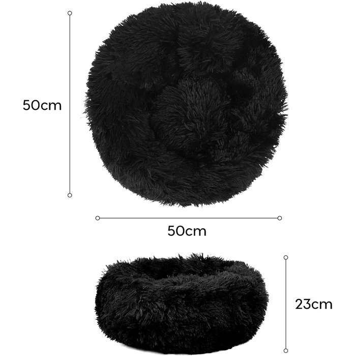 М'яке ліжко для собак та котів Donut 50см - чорне, для маленьких та середніх порід