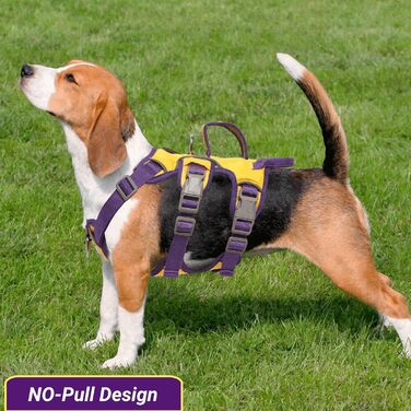 Нашийник для собак від виривання, нашийник-запобіжник з двома ручками та двома карабінами для собак середніх та маленьких порід, цуценят (чорний) з двома передніми карабінами (M, жовтий)