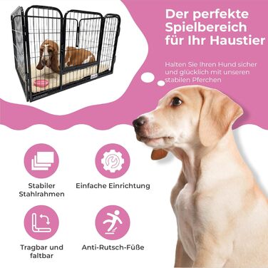 MaxxPet вольєр для цуценят із підлогою, складаний манеж для собак, регульований, 4 панелі, 93x61x63 см, чорний