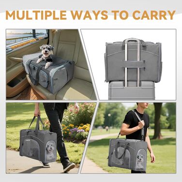 Транспортна сумка для собак та котів Petsfit 55x40x23 - переноска для тварин в літак, авто, поїзд (сірий)