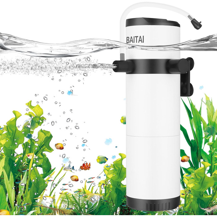 Акваріумний фільтр BAITAI: 800 л/год, для акваріумів 100-320 л, солодко- та морська вода