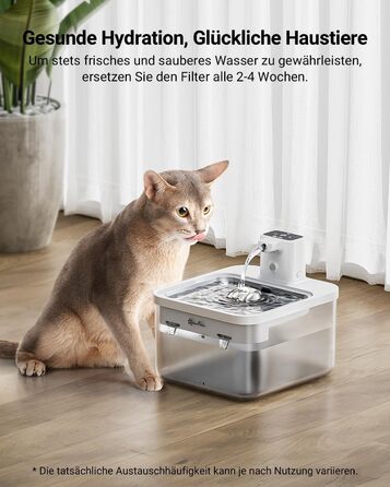 Фонтанчик для котів DownyPaws з нержавіючої сталі, бездротовий, з датчиком руху, 3л, тихий, легко миється (16 фільтрів)