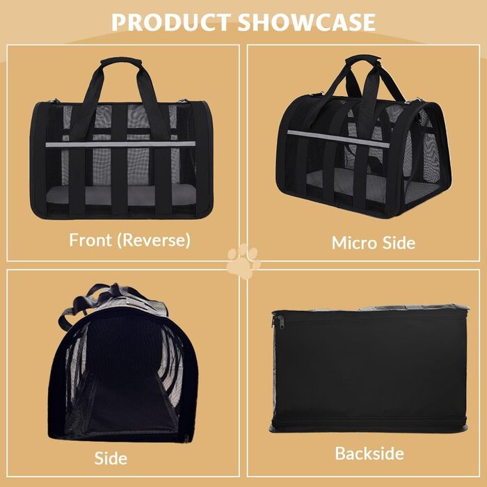 Переносна переносна сумка-переноска для кота, чорна (33x25x22 см), з сіткою, складана, для кота та собаки