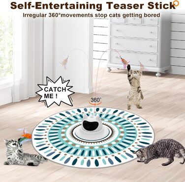 Інтерактивна іграшка для котів 3-в-1 Spessn: хованки, пір'я, лазерний вказівник. Електрична іграшка-головоломка для котів будь-якого віку. Біло-червоний колір, Ximi