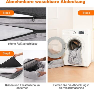 Ортопедичне ліжко для собак великих порід, ергономічне диван-лежанка з піною у формі ковчега, водонепроникне, неслизьке ліжко для собак 89x63 см, світло-сірий (світло-сірий, Д 89 x Ш 63 x В 17 см)