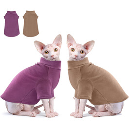 Теплий светр для котів Sphynx, 2 шт, з рукавами, зимовий одяг для лисих котів, чорний і фіолетовий, м'який трикотажний комбінезон для кошенят та цуценят