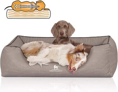 Ортопедичне ліжко для собак Knuffelwuff Columbia XL (105 x 75 см) з легкою очисткою, знімний чохол, для великих, середніх та малих собак (Світло-сірий)