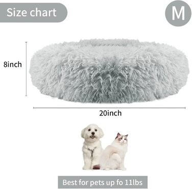 Кругле ліжко для собак та котів Zentaurus, плюшеве, м'яке та пухнасте (Світло-персиковий, 60 см) (Світло-сірий, 40 см)