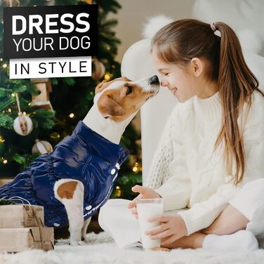 Зимовий одяг для собак AOFITEE: тепла водонепроникна жилетка з флісу для малих та середніх собак (Large, Marineblau)