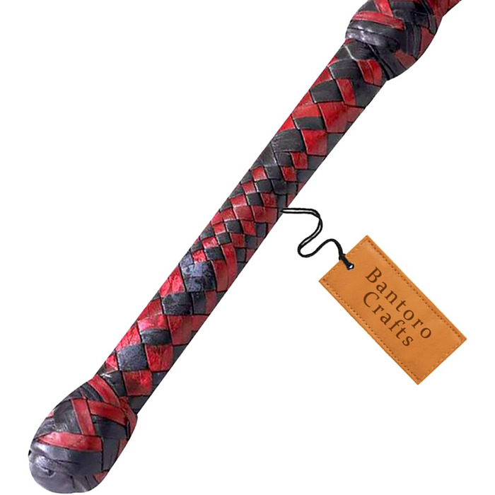 Бантаро Крафтс: Батогом з кенгурячої шкіри, чорно-чорний, важкий батіг для биків, 16 плетінь, шкіряний живіт та внутрішнє шкіряне наповнення, гучний, ударний, 1,8 метра (6 футів)