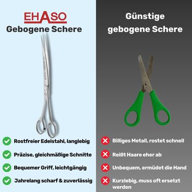 Ножиці для собак EHASO, вигнуті, нержавіючі, 22 см, матові