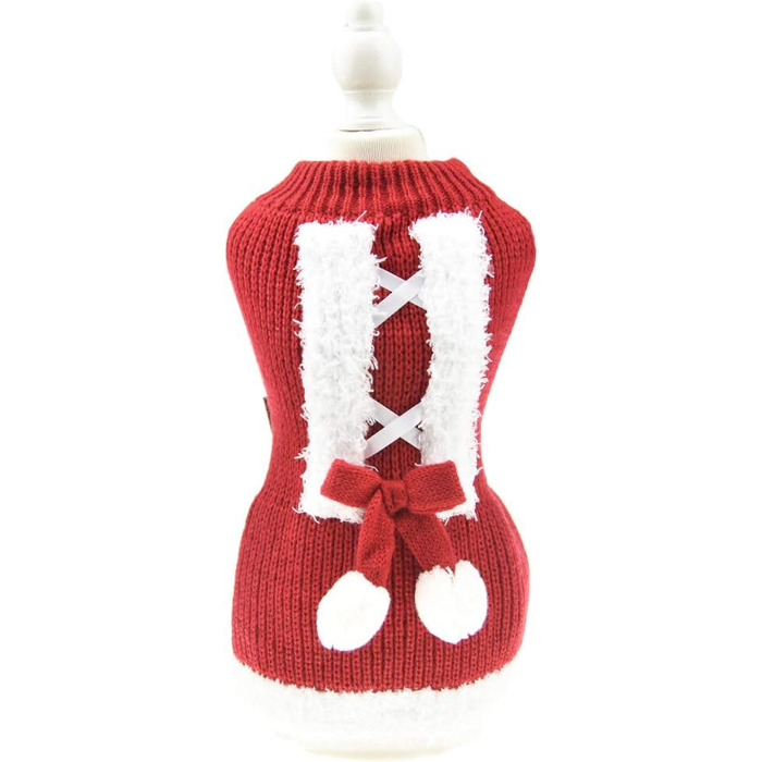 Теплий зимовий пуловер для собак Muyaopet на Різдво, червоний, для маленьких та середніх собак, такса, розмір M (обхват грудей 40 см)