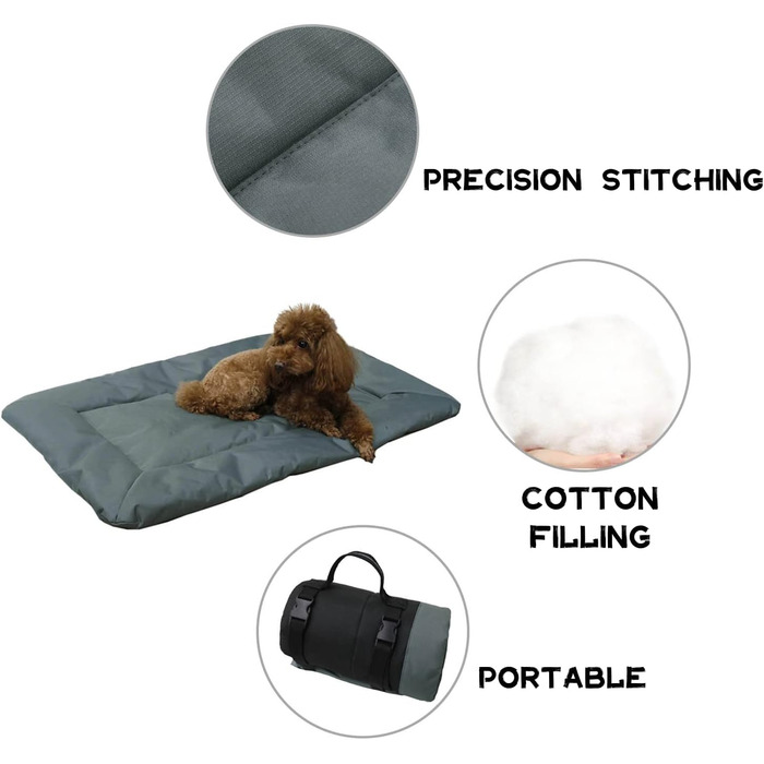 Килимок для собак Bangminda: водонепроникний, для подорожей та кемпінгу, 90x60 см, сірий