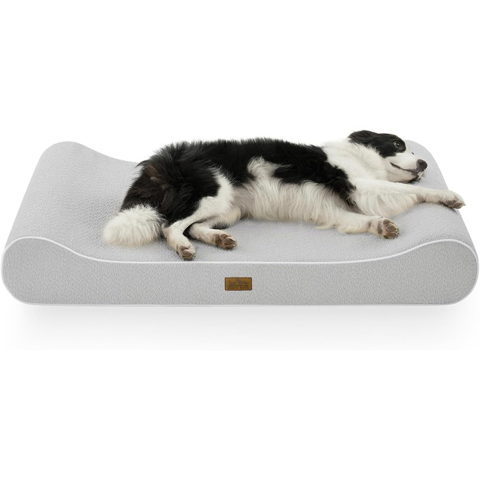 Крісло-ліжко для собак, 76x50x12 см, з високим бортиком - ортопедичний килимок для собак з штучного хутра, водонепроникний та неслизький матеріал у формі човна, підходить для собак до 16 кг (Сірий, XL (129x91x20 см))