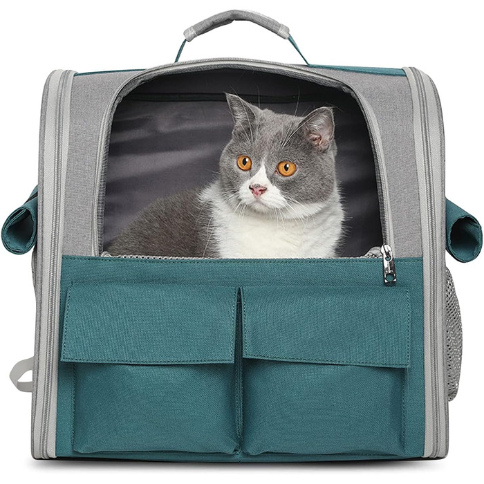 Рюкзак для тварин PETCUTE: переноска для собак та котів, знімний килимок, безпечний ремінь, зелений