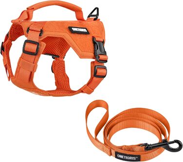 Нашийник для собак OneTigris MINI Trooper, оранжевий, XXXS, з повідком 150 см, 2 положення для буксирування