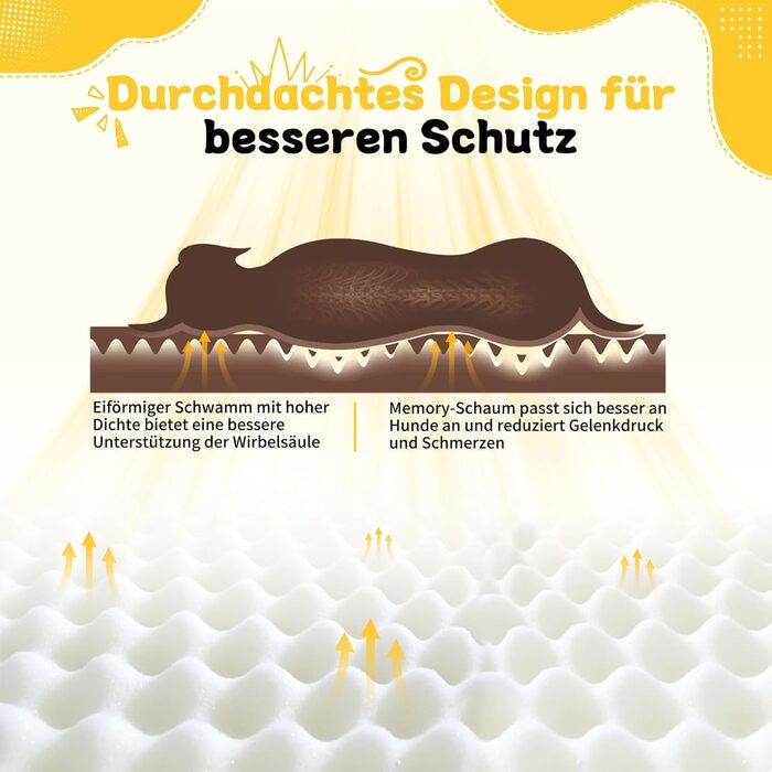 Ортопедичне ліжко для собак середніх та великих порід 109x84x21 см, високощільна піна з високим пружним ефектом, знімний водонепроникний чохол, зручне та антиковзаюче, темно-сірий колір