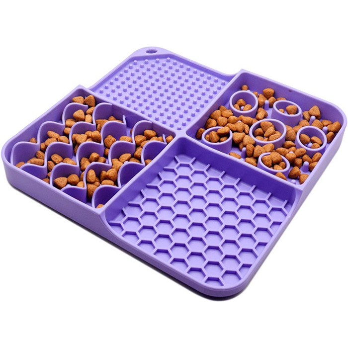 Лежак-ліжечко для собак і котів Kowaku з силіконовим ліжечком для ласощів, фіолетовий