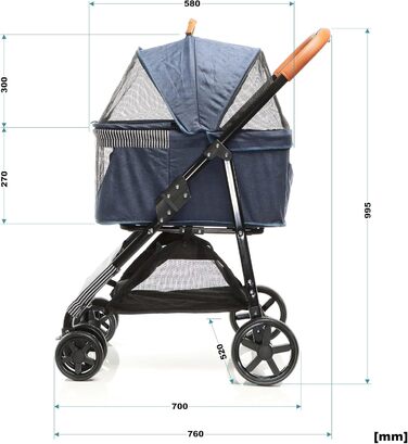 Візок для собак Fudajo 2в1, складаний, з переносною сумкою для тварин, для собак та котів (блакитний, до 20 кг)