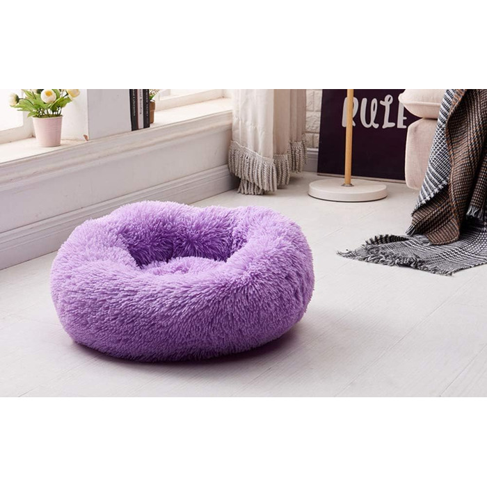 Кругле собаче ліжко великого розміру з двостороннім подушкою M~XXL, для дому та на вулицю, ліжко-корзина для собак, диван для собак, миється та водонепроникне, 70x70 см, ліловий