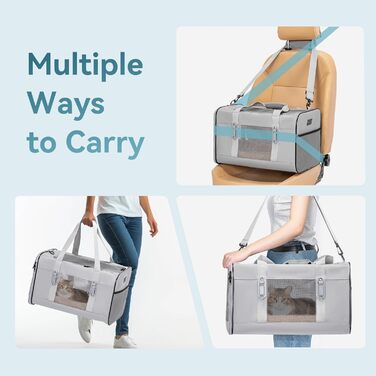 Переноска для котів та собак Petsfit сірого кольору L+: 48,5x31x31 см - Зручна та безпечна переноска для тварин
