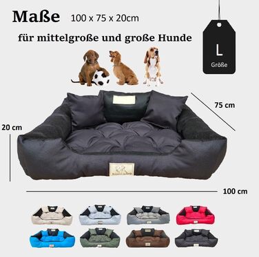 Крісло-ліжко для собак великих порід King Dog, 100 x 75 см, чорне, водонепроникне, з можливістю персоналізації імені