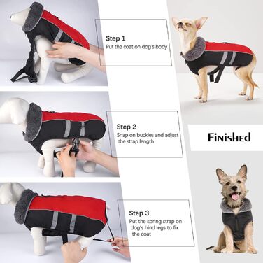 Водонепроникний зимовий теплий одяг для собак QBLEEV: куртка, жилет, теплий одяг з флісу для холодної погоди (червоний, чорний, 3X-Large)