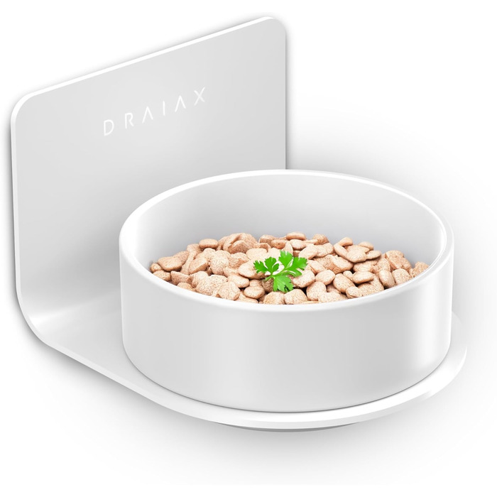 Настінна годівниця для котів та собак Draiax ElegantFeed S - керамічний миска, білий колір