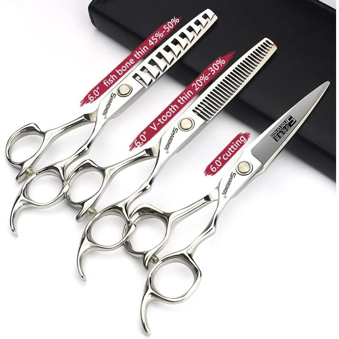 Професійний набір перукарських ножиць 6 дюймів, нержавіюча сталь, багатофункціональний (3 шт.)