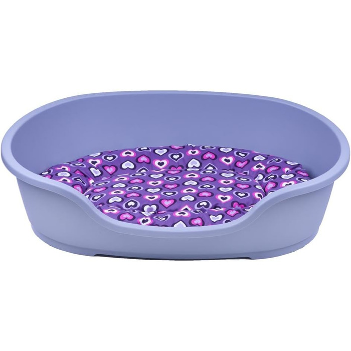 Корзина для собак Adena 71x48 см сіра + подушка з серцями фіолетова 71 см