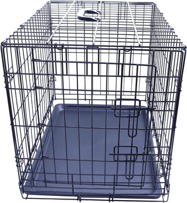 FOURPAW міцна складна клітка для собак з металевого дроту з піддоном, одні двері, 61x41x48 см, чорна