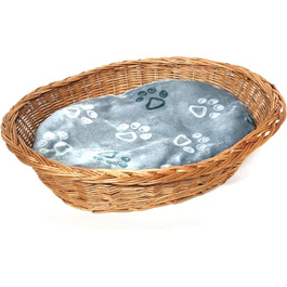 Корзина для собак Tigana з плетінням з лози, з подушкою, 70 см, натуральний колір