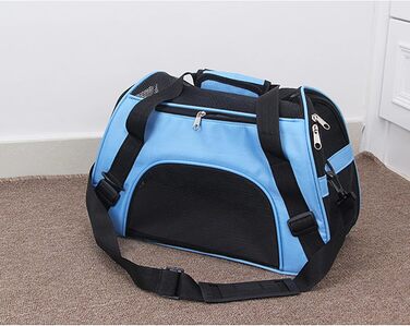 Сумка-переноска для домашніх тварин з м'якими боковинами, блакитна (S)