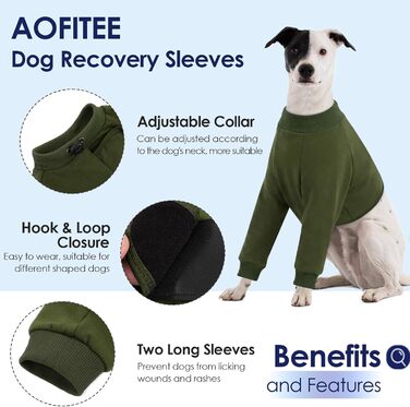 Комбінезон після операції для собак AOFITEE (3XL, Оливковий) - захист рани, анти-вилизування, після кастрації/стерилізації