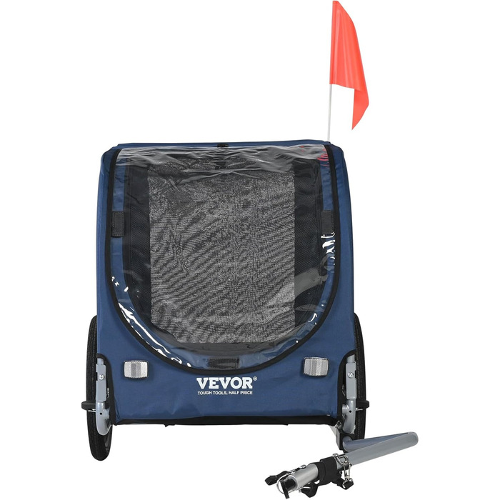 VEVOR Причіп для собак, вантажопідйомність до 45,4 кг, легкий, складна конструкція, універсальний кріплення, відбивачі, прапор