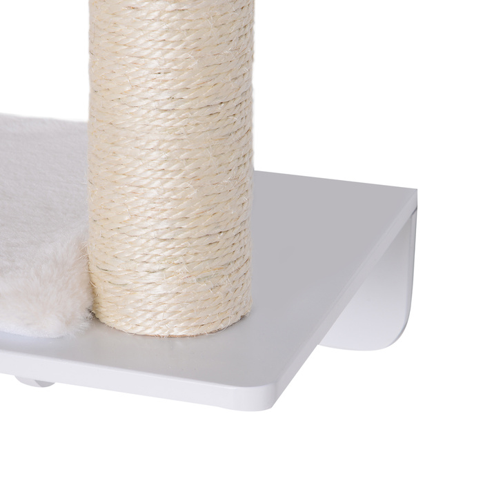 PawHut Cat Lounger Cat Tree з плюшевою подушечкою Play Ball 53 см Розважальна полиця для кішок білого кольору для щасливих котів