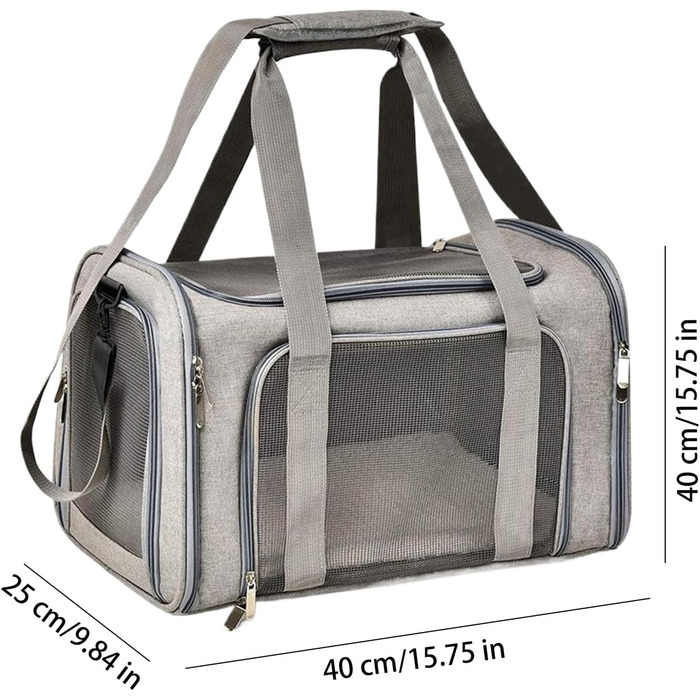 Траспортер для котів та маленьких собак, складаний, для подорожей, сірий