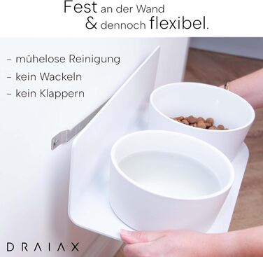 Керамічна миска для собак DRAIAX ElegantFeed M, підвісна, знімна, біла, настінна годівниця для собак