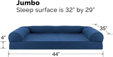 Ліжко для собак та котів FurHaven Quilted Sofa - Стильне ліжко з охолоджуючим гелем, велике (X-Large), колір: темно-синій, розмір: 102 x 81 x 20 см