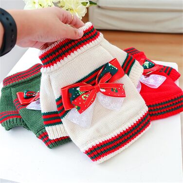 Святочний пуловер для тварин: котів та собак, в'язаний з петлями, для холодної погоди, цуценят, 2 ноги, в'язаний для котів, цуценят, маленьких собак, розмір XS (зелений). XS: Обхват грудей: 30 см